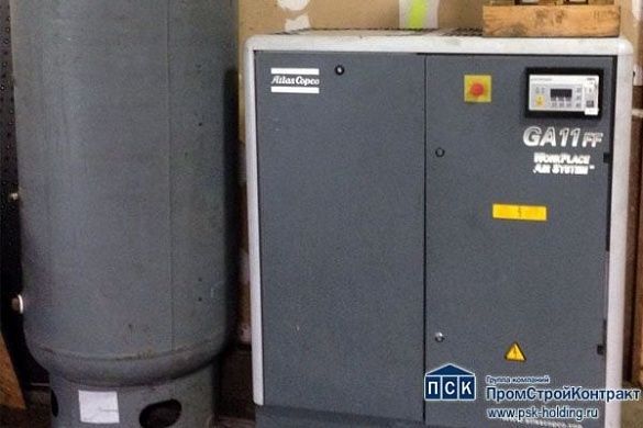 Стационарный винтовой компрессор Atlas Copco GA 11 кВт - 10 Бар